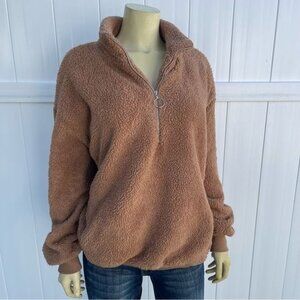 Love Crazy Caramel Oversized Furry Pullover Sweater Size S